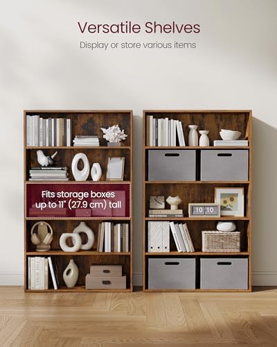 VASAGLE 5-Tier Bookshelf, Storage Organizer, 9.4 x 31.5 x 52.5 Inches - Image 5