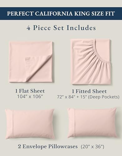 LANE LINEN California King Sheet Set 100% Organic Cotton Soft - Sepia Rose - Image 4