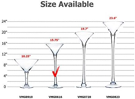 WGV Martini Glass Vase, Open 6", Height 16", Base 4.5", (Multiple Sizes Choices) Clear Wine Fruit Planter Floral Container, Wedding Centerpieces, Event Home Decor, 1 Piece (VMG0616) - Image 3