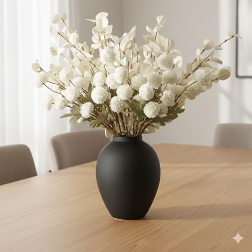 SilkSerenade Large Black Matte Flower Vase for Bedroom Kitchen Living Room Table, Contemporary Farmhouse Decorative Ella Flowers Iron Vases, Rustic Tall Earthy Wabi Sabi Modern Centerpieces Home Decor - Image 5