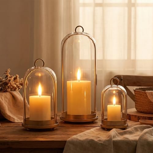 15"&9"&7" Hurricane Glass Candle Holders Set of 3 by saiguomi