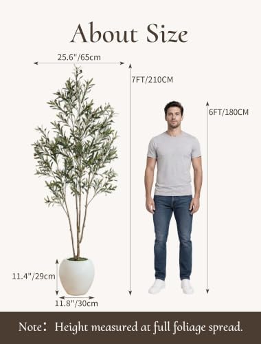 Olive Tree 7 ft with Large Pot: Tall Artificial Indoor Plants - Image 5