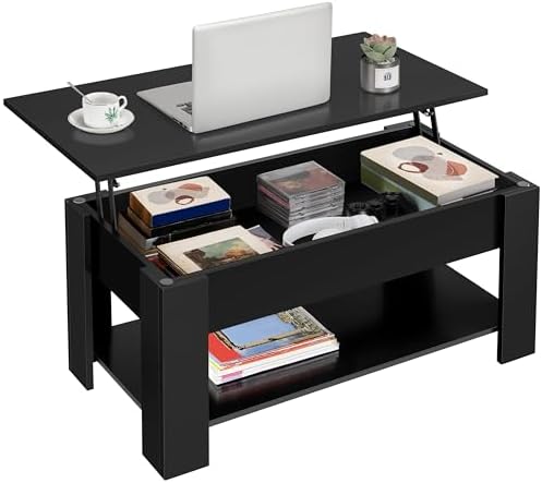 Yaheetech Black Lift Top Coffee Table with Storage for Living Room, 38.6" by Yaheetech