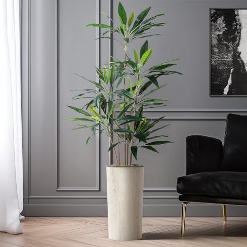 SIGNWIN Artificial Tree in Modern Swirl Pattern Planter, Fake Dracaena Tree Silk Tree for Indoor and Outdoor Home Decoration - 66" Overall Tall (Plant Pot Plus Tree) - Image 4
