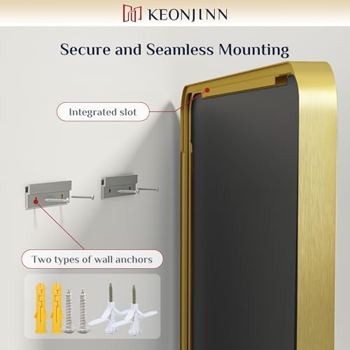 Keonjinn 20 x 30 Inch Gold Bathroom Mirrors for Over Sink, Tempered Glass - Image 6