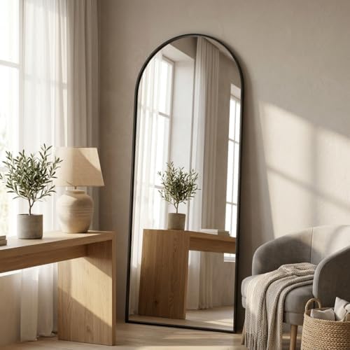 57"x18" Floor Mirror Full Length, Arched Full Length Mirror with Stand, Full Body Mirrors for Bedroom Living Room or Cloakroom Black - Image 5