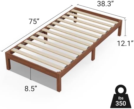LIFEMENT Twin Bed Frame Classic Wood Platform, Noise Free, Under Bed Storage, No Box Spring Needed, Easy Assembly, Natural Walnut - Image 6