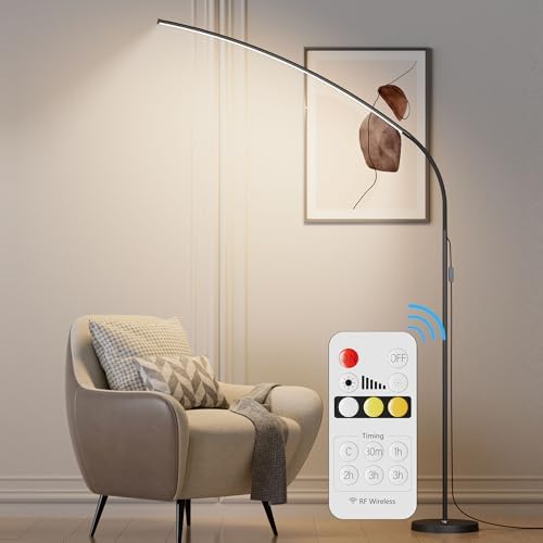 KEINVE Floor Lamp with Remote and Touch Control, 68 Inch Adjustable Standing Lamp, 3 Color Temperature Dimmable LED, Flexible Gooseneck for Reading, Living Room, Office by KEINVE