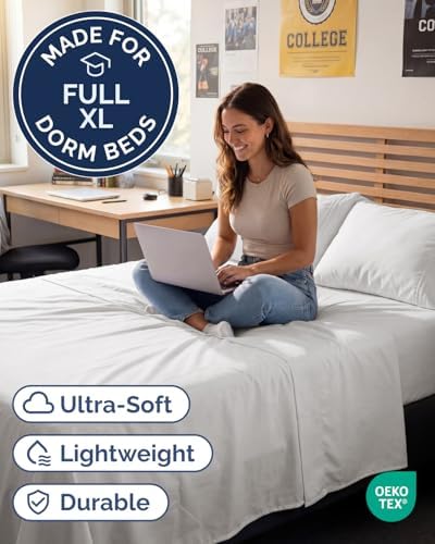 Full XL Sheets - 4 Piece Full XL Sheet Set - Soft & Cooling - Antique White - Image 2