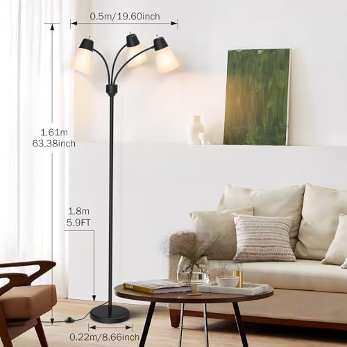 3-Light Floor Lamp LED Medusa Muiti-Head Adjustable Arc Neck Standing Lamp - Image 5