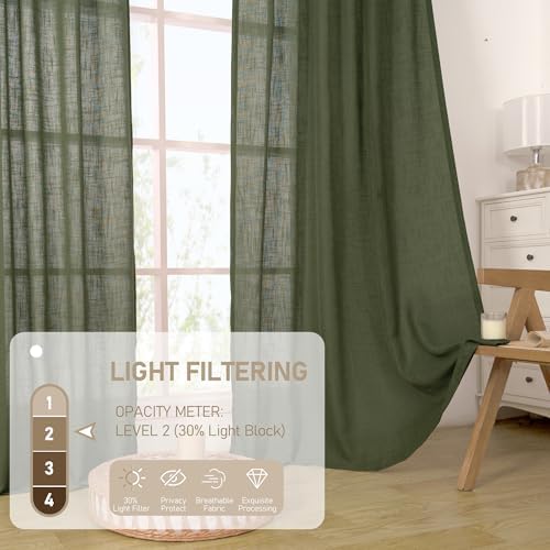 LAMIT Sheer Linen Curtains for Living Room Bedroom 102 Inch Length - Image 4