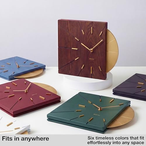 Driini Wood and Gold Mid Century Modern Wall Clock, Battery Operated - Image 6