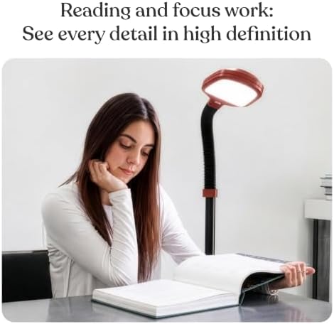 Brightech Litespan - Bright LED Floor Reading Lamp for Over Chair Crafts and Reading, Estheticians' Light for Lash Extensions, Adjustable Standing Lamp for Living Room, Bedroom, Office - Red - Image 2