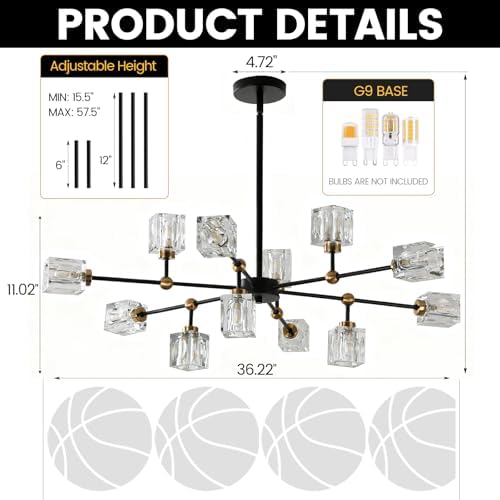 Crystal Sputnik Chandelier with 12-Light Modern Light Fixtures - Image 6