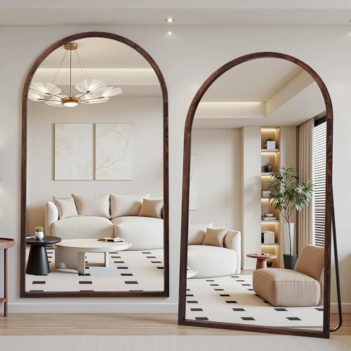 Suidia Full Length Mirror, Oversized Floor Mirror with Solid Wood Frame, Large Standing Mirror for Bedroom Living Room, Wood Antique Style, Dark Walnut, 82" L x 44" W - Image 5