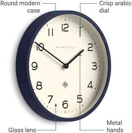 NEWGATE® Number Four Echo wall Clock | Modern Round Clock | 12" | Midnight Blue | Easy to Read Numbers | Ideal for Kitchen, Living Room or Office - Image 5