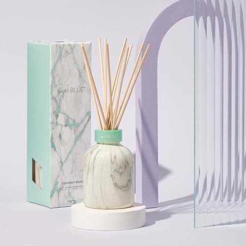 Capri Blue Modern Marble Reed Diffuser Set - Includes Reed Diffuser Sticks, Scented Oil & Glass Bottle - Luxury Scents for Bedroom Decor & Bathroom Air Freshener - Coconut Santal (5.7 fl oz) - Image 2
