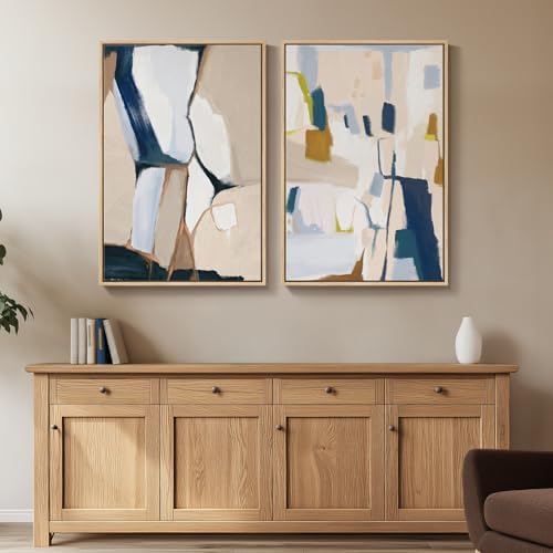 Large Framed Modern Colorful Abstract Wall Art for Living Room, 24x36 In - Image 4