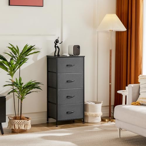 DUMOS Nightstand, Bedside Table with 4 Fabric Drawers - Image 2