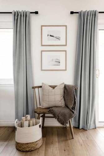 Linen Textured Total Blackout Curtains for Bedroom 90 Inches Long, Grey - Image 6