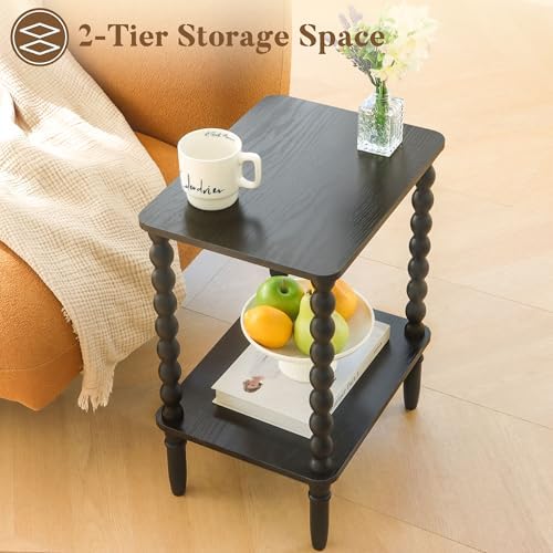Fultyle Black Side Table, 2-Tier Small End Table, Vintage Night Stand - Image 5