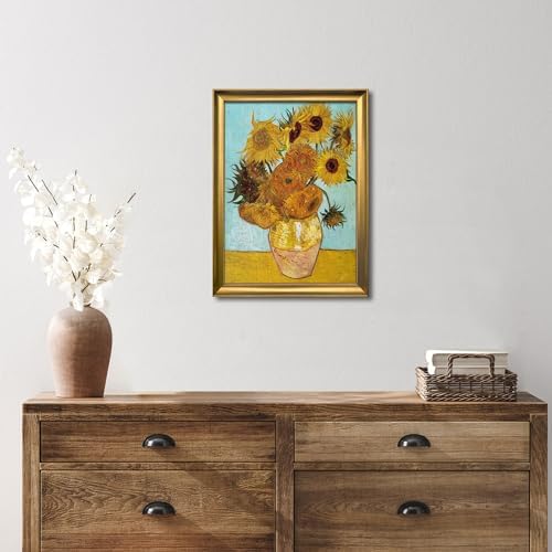Wieco Art Framed Wall Art Canvas Prints of Sunflower by Vincent Van Gogh Paintings Reproduction Abstract Wall Decorations for Living Room Bronze Gold Frame - Image 4