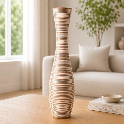 Leewadee Large Floor Vase 20 inches Polyresin for Pampas Grass, Dried Flowers by Leewadee