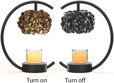 Yeuslor Candle Warmer Lamp for Jar Candles with Adjustable Brightness＆Timer，Handcrafted Crystal Candle Lamp Luxurious Design+2Bulbs,Home Decoration Electric Candle Lamp(Black C-Shaped) - Image 2