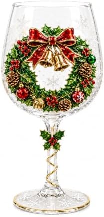 Christmas 3D Wine Glass Collection Gift Box Set, 3D Santa Christmas Wine Glass, Raised Holiday Goblet with Snowflake Decor, Festive Glassware for Wine, Cocktails, Holiday Party & Table Decor (E#) by Unknown