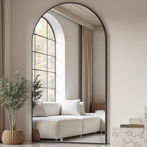 Prywot Arched Full Length Mirror, 76"x34" Free Standing Floor Mirror, Black by Prywot