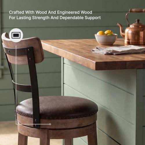 Signature Design by Ashley Pinnadel Counter Height Swivel Bar Stool, Brown - Image 6