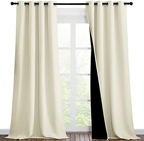 NICETOWN Beige Blackout Curtains for Patio 46" Wide x 90" Long 2 Panels by NICETOWN