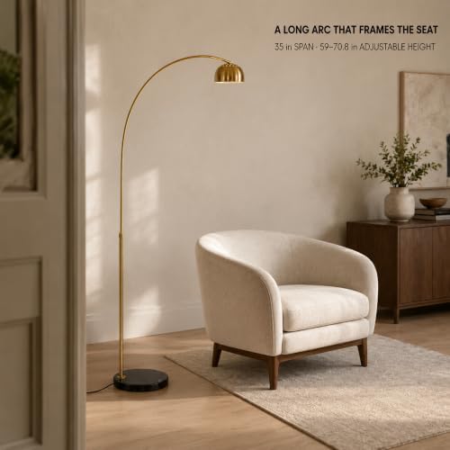 Gold Arc Floor Lamp with Black Marble Base,70IN Standing Lamp - Image 2