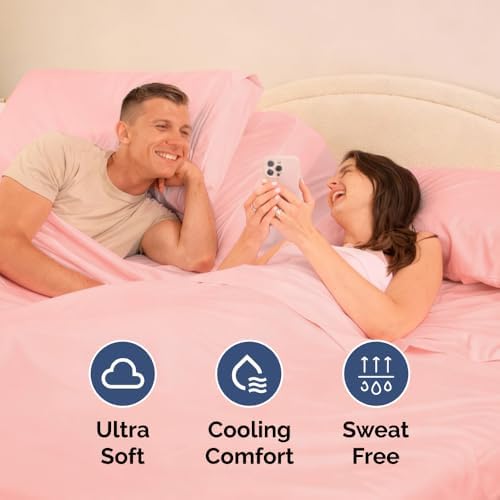 Flex Top Split Head King 4 Piece Sheet Set - Soft & Breathable - Baby Pink - Image 6