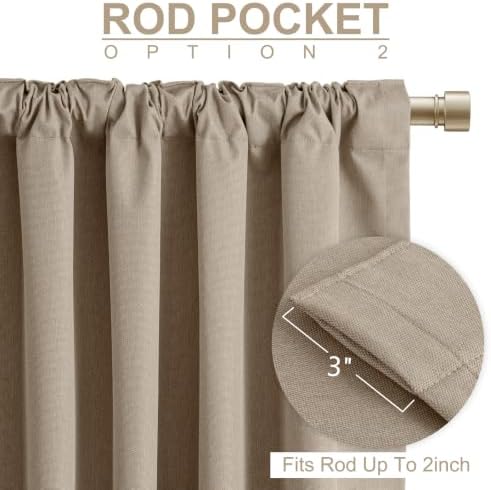 Linen Textured Blackout Sliding Door Curtains 96 Inches Long, Copper Brown - Image 4
