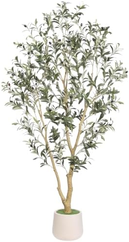 6FT Artificial Olive Tree Indoor with Elegant White Planter by PHYTREE