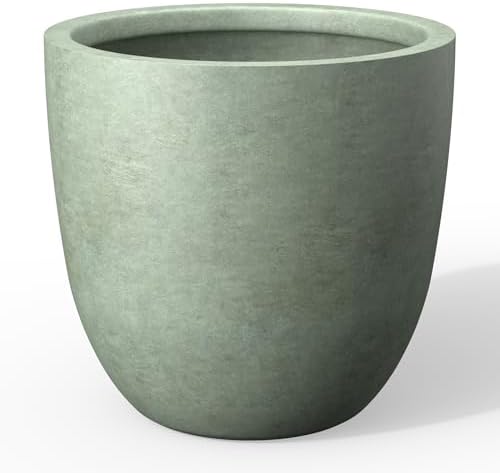 Kante Accent Round Bowl Mint Green Concrete Planter 14" Dia, Outdoor by Unknown