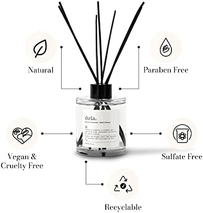 Duša Grapefruit Reed Diffuser & Sticks - 5 Fl Oz Essential Home Fragrance for Bathroom, Office & Living Spaces – Stylish & Long-Lasting Room Air Freshener - Ideal for Housewarming & Special Occasions - Image 2