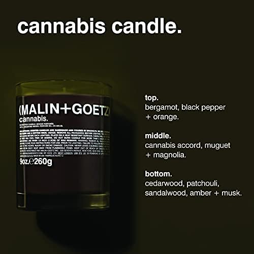 MALIN+GOETZ 9oz Scented Candle | Hand-Poured Soy Wax with Unique Fragrance Blends | Clean-Burning, Vegan & Cruelty-Free | Bergamot, Sage, Otto, Tomato, Strawberry, Cannabis, Dark Rum & Leather - Image 2