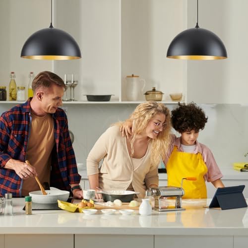 Black Large Pendant Light 2 Packs,19.7inches, Kitchen Pendant Lighting, Oversized Modern Pendant Lights, Farmhouse Pendant Lighting, Pendant Light for Bedroom, Kitchen Island - Image 2