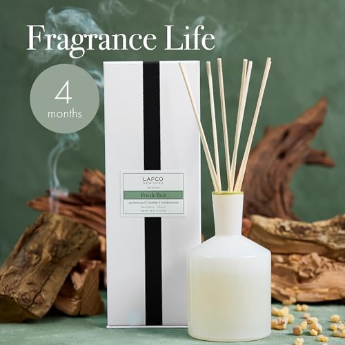 LAFCO New York Classic Reed Diffuser, Feu de Bois - 6 oz - Up to 3 Months Fragrance Life - Reusable Glass Vessel - Natural Wood Reeds - Made in The USA - Image 4