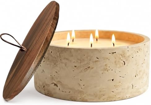 5-Wick Scented Candle-Amber & Musk & Vanilla,Soy Coconut Wax Blend Candle with Acacia Wood Lid,44oz Large Candle,55-Hour Long Burning,Aromatherapy Candle for Home Decor by Unknown