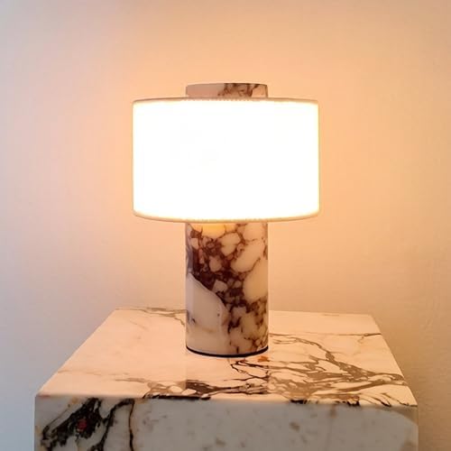 BSOD Marble Lamp, Stone Table Lamps Rechargeable Modern Decorative Touch Dimmable Cordless Luxury Design Bedside Lamp for Home Decor, Bedroom, Living Room & Office (Rechargeable Calacatta Viola Lamp) by BosendaOpto