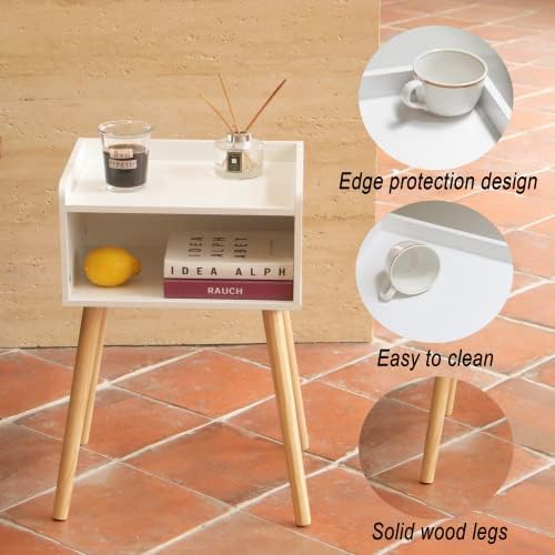 MaxSmeo White Nightstand, Small Bedside Table for Small Spaces - Image 4