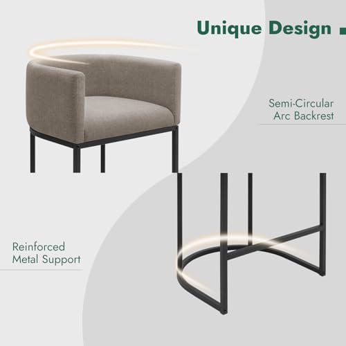 Counter Height Bar Stools Set of 2, 24 Inch Seat Height Barstools for Dining Room, Fabric Upholstered Bar Chair for Kitchen Island, Linen Counter Stools with Metal Legs, Sand - Image 4