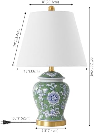 JONATHAN Y Penelope Ginger Jar 22" LED Table Lamp, Green/White - Image 4