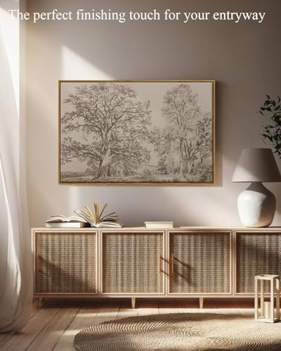 InSimSea Framed Wall Art Vintage Decor, Large Nature Sketch Tree, 24x36In - Image 4