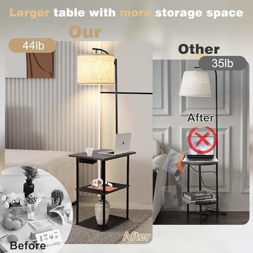 PESRAE Floor Lamp with Table, End Tables with Charging Station - Image 6