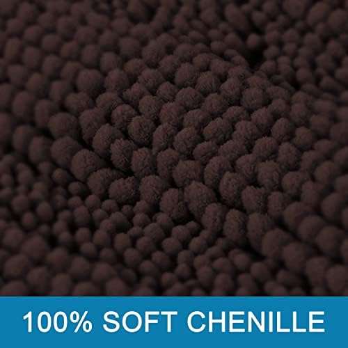 H.VERSAILTEX Bathroom Rugs Bath Rugs for Bathroom Non Slip Bath Mats Extra Thick Chenille Striped Rug 17" x 24" Absorbent Soft Shaggy Washable Dry Fast Bath Mats for Bath Room Floor - Chocolate - Image 3