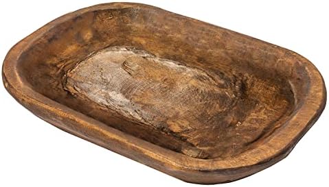 Decorative Wooden Dough Bowl Approx 10x14 Inch, Hand Carved Spanish Oak by MainEventUSA